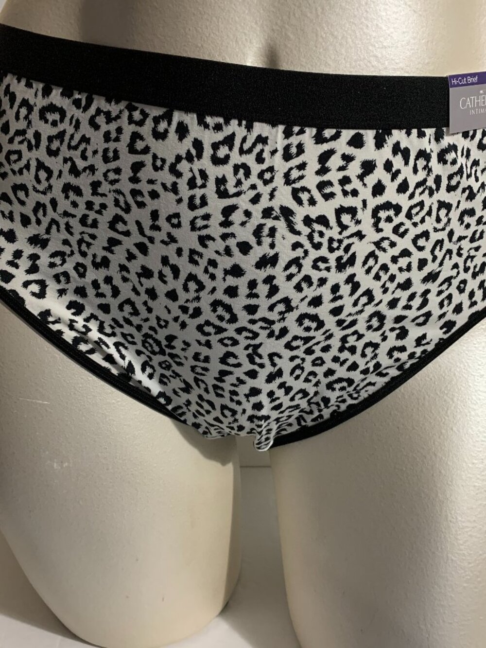 Catherines Hi-Cut Panties Underwear Cotton Blend Leopard Black White Plus 2X